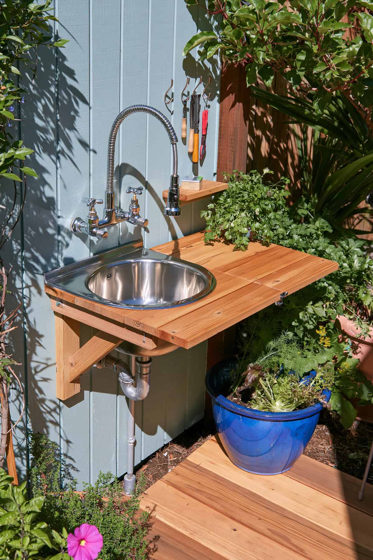 Stainless Steel Sink On A Fold Down Wall Table