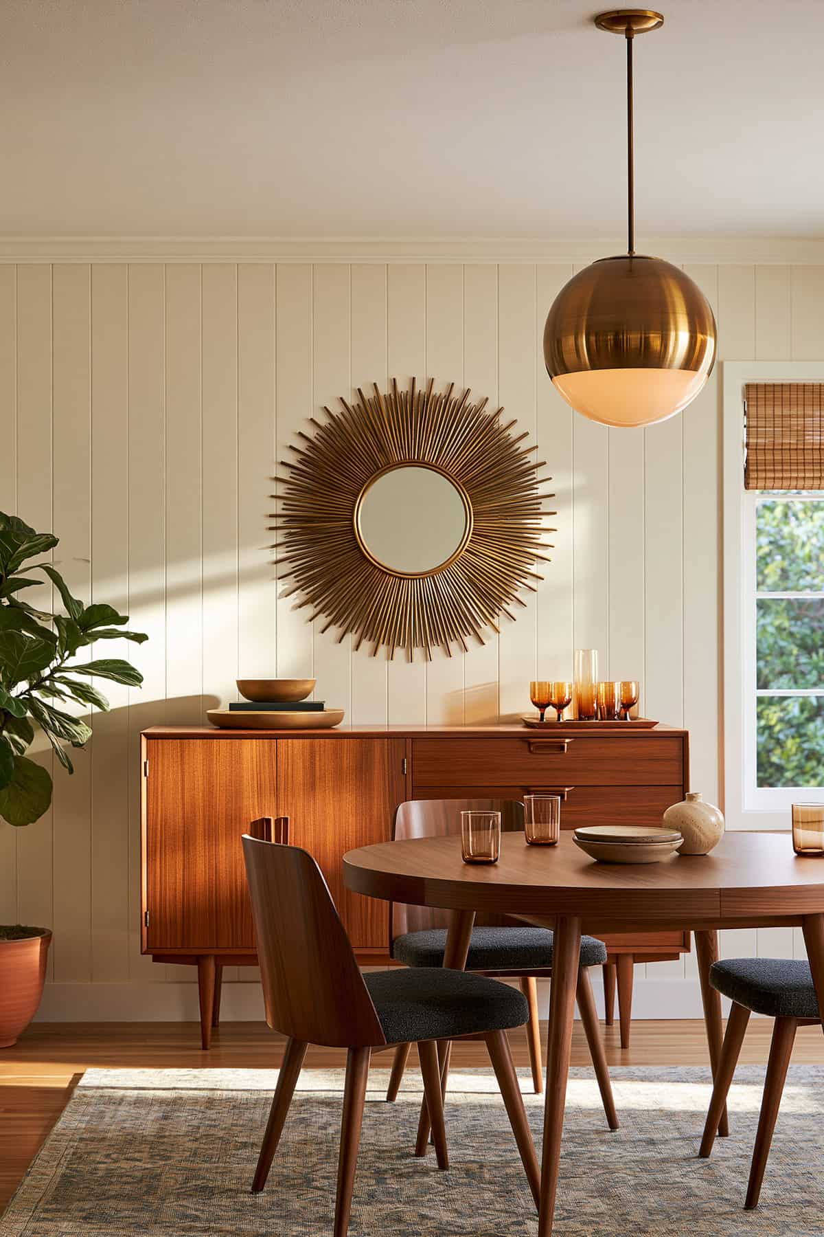 Sunburst Mirror as a Dining Room Focal Point