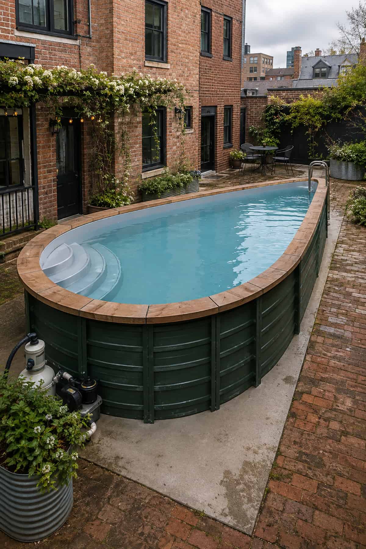 Teardrop Above Ground Pool Courtyard
