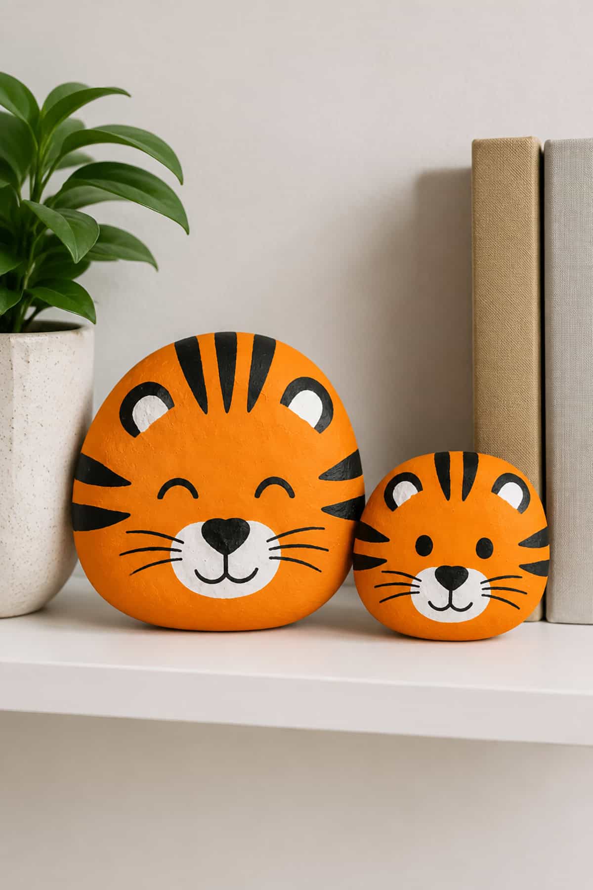 Tiger Family Painted Rocks