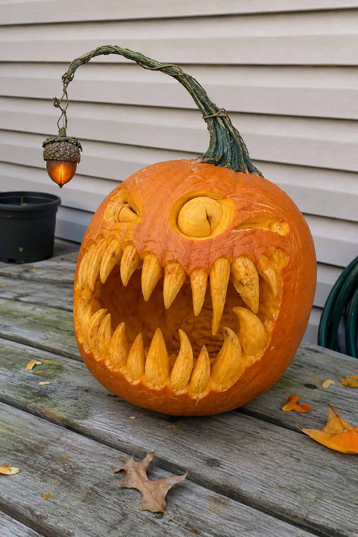 Toothy Monster Pumpkin With A Glowing Lure