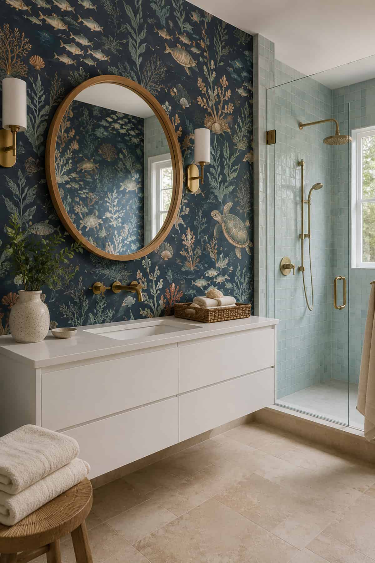 Underwater Fish Wallpaper Bathroom