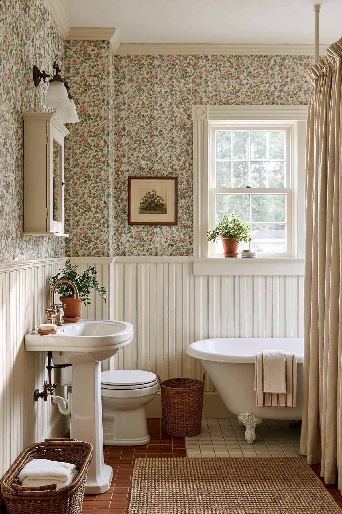 Vintage Floral Cottage Bathroom