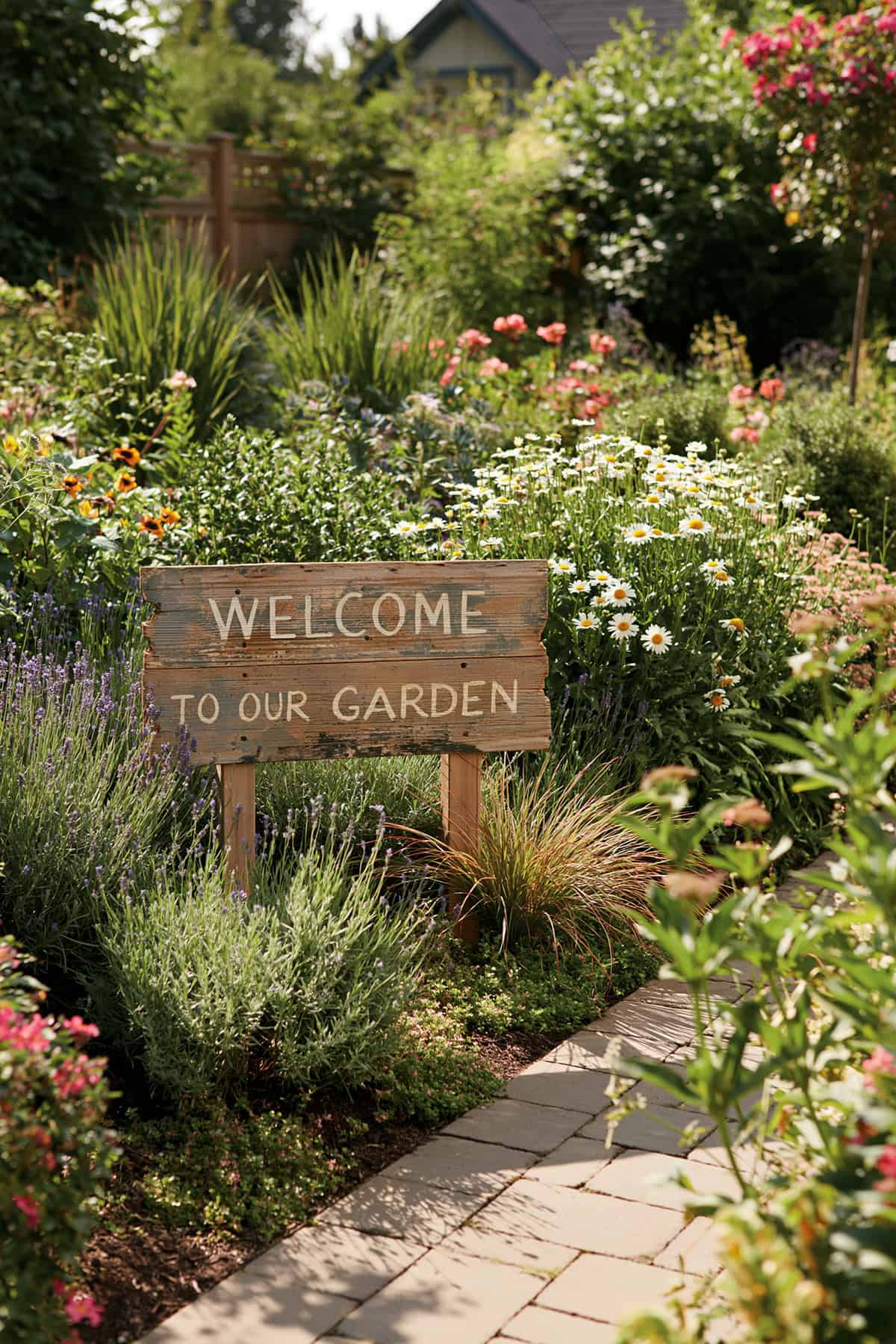 Weathered Garden Welcome Sign
