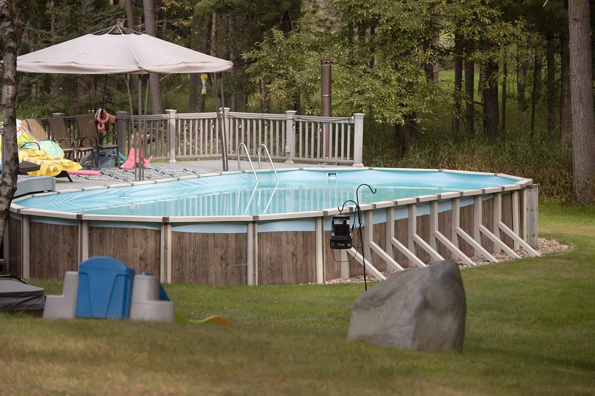 Wood Look Above Ground Pool Beside The Deck