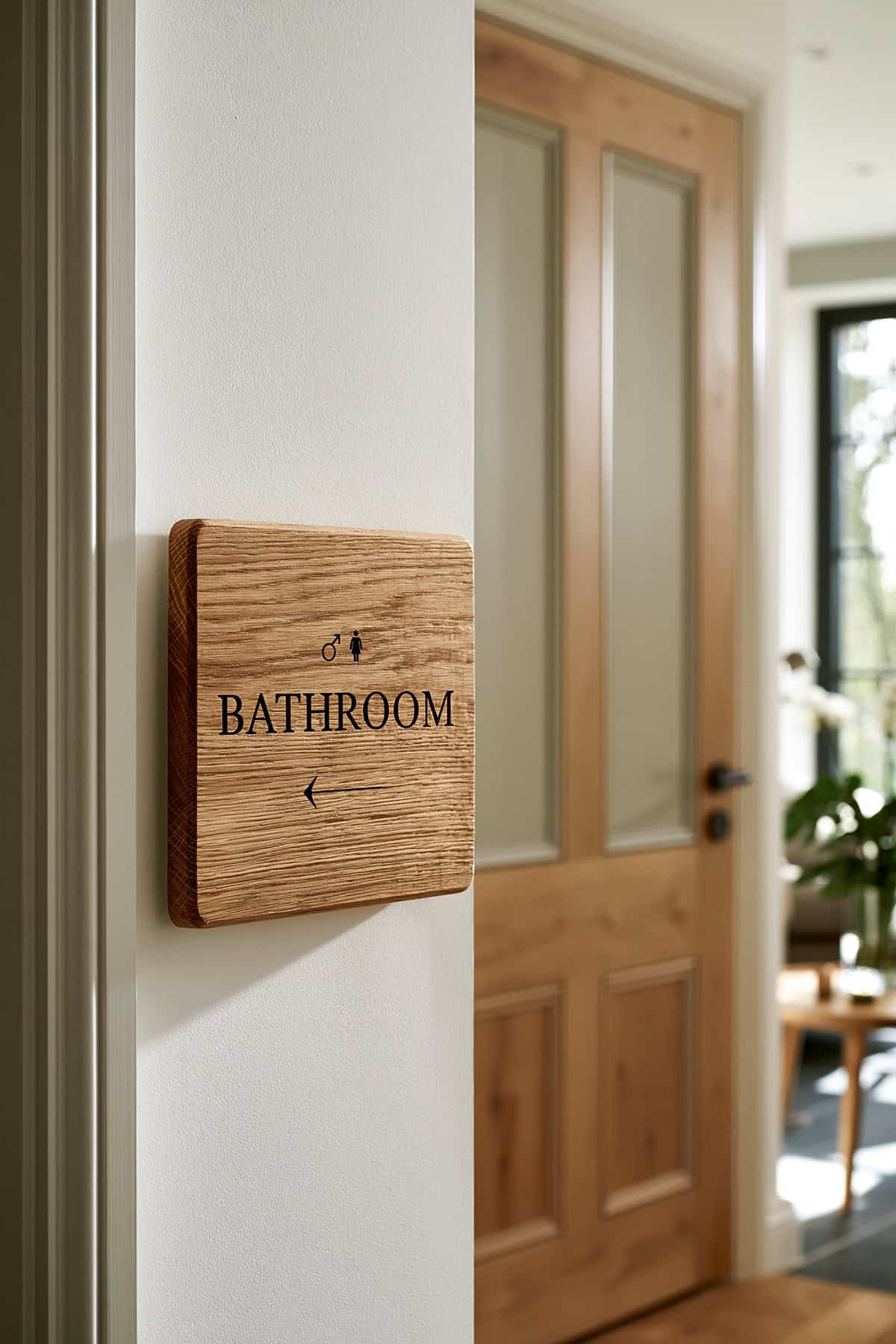 Wooden Bathroom Sign