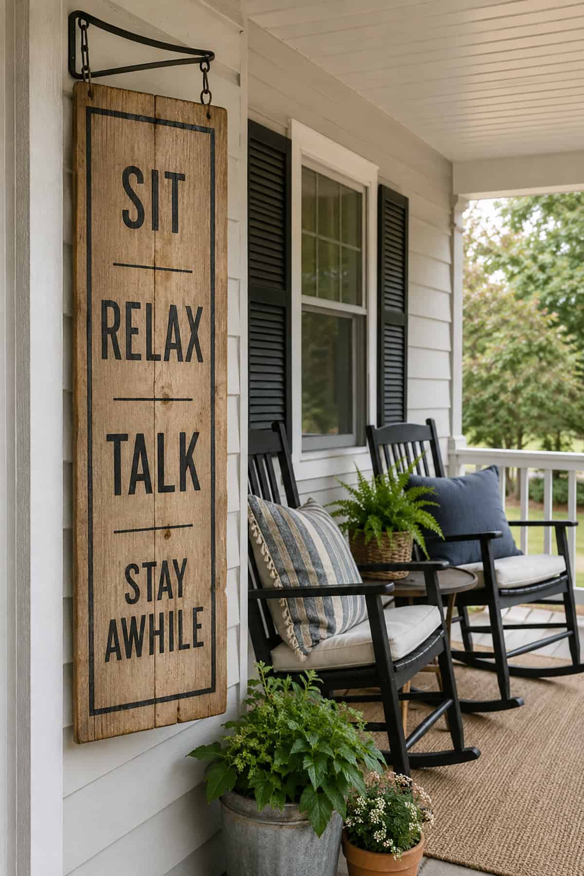 Wooden Porch Rules Sign