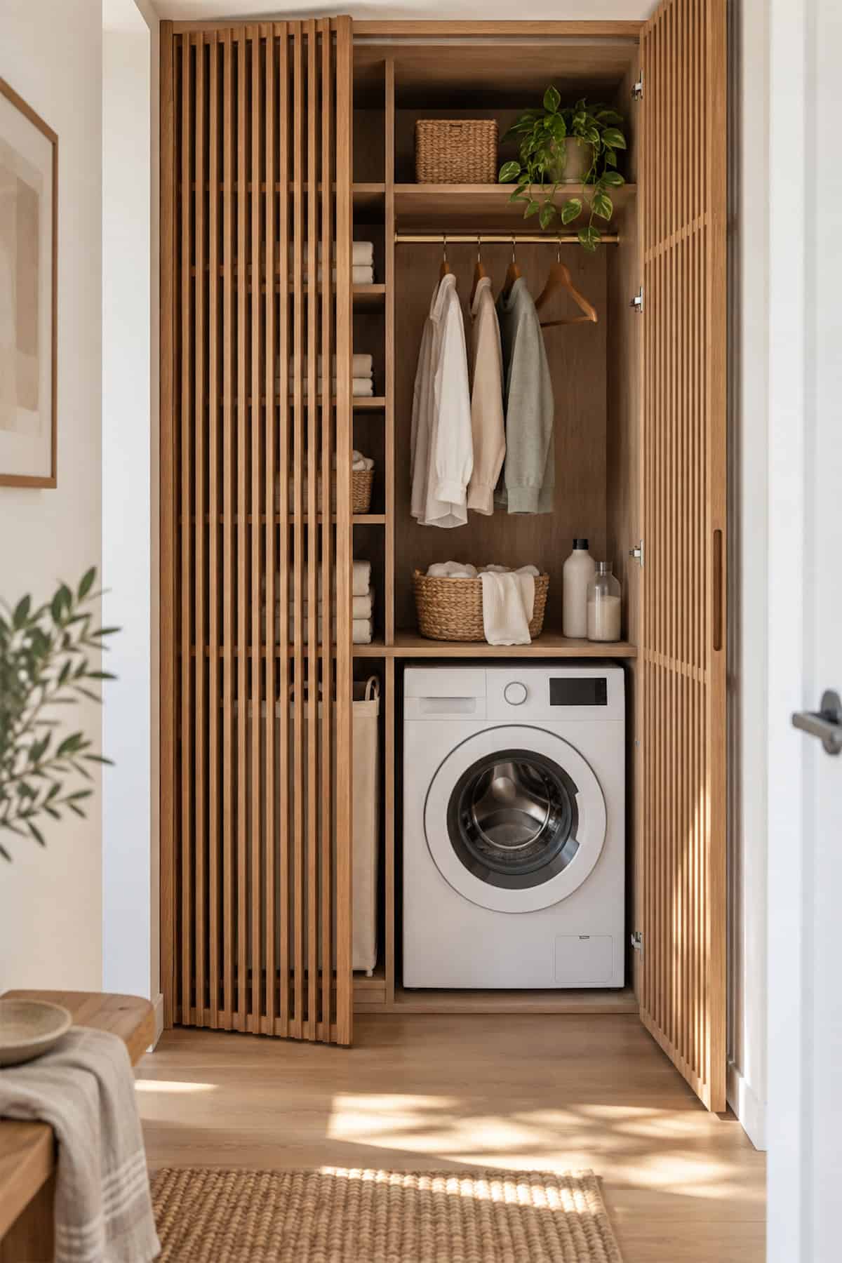 Slatted Laundry Closet Doors