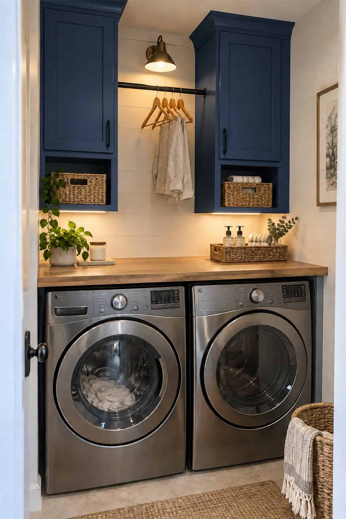 Laundry Closet Rail Between Cabinets