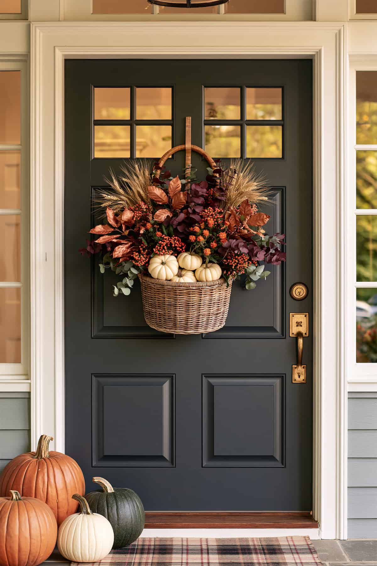 Wheat and Pumpkin Door Basket