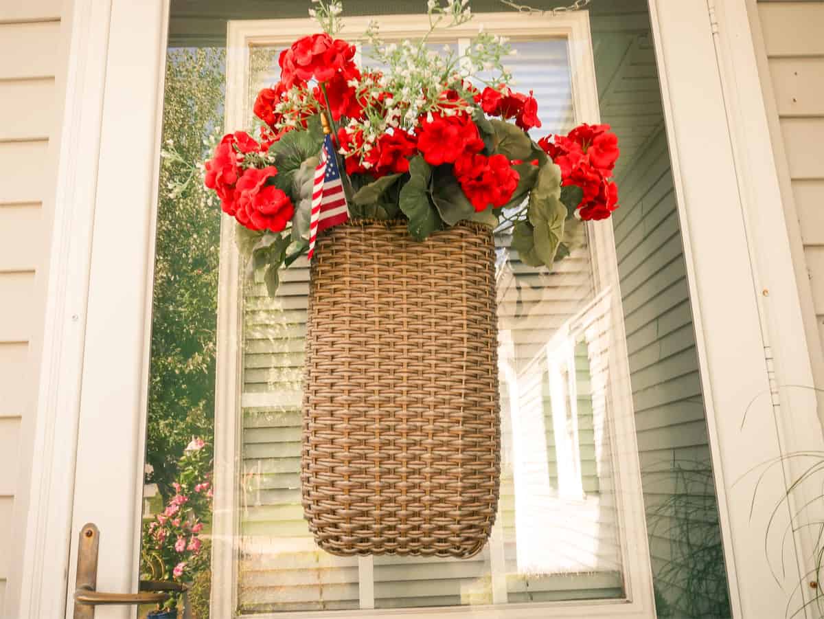 Red Geranium Door Basket
