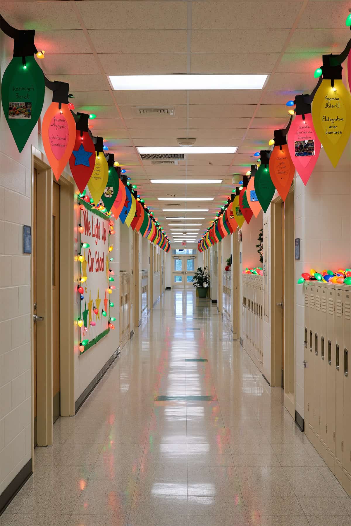 Christmas Lights Above the Lockers