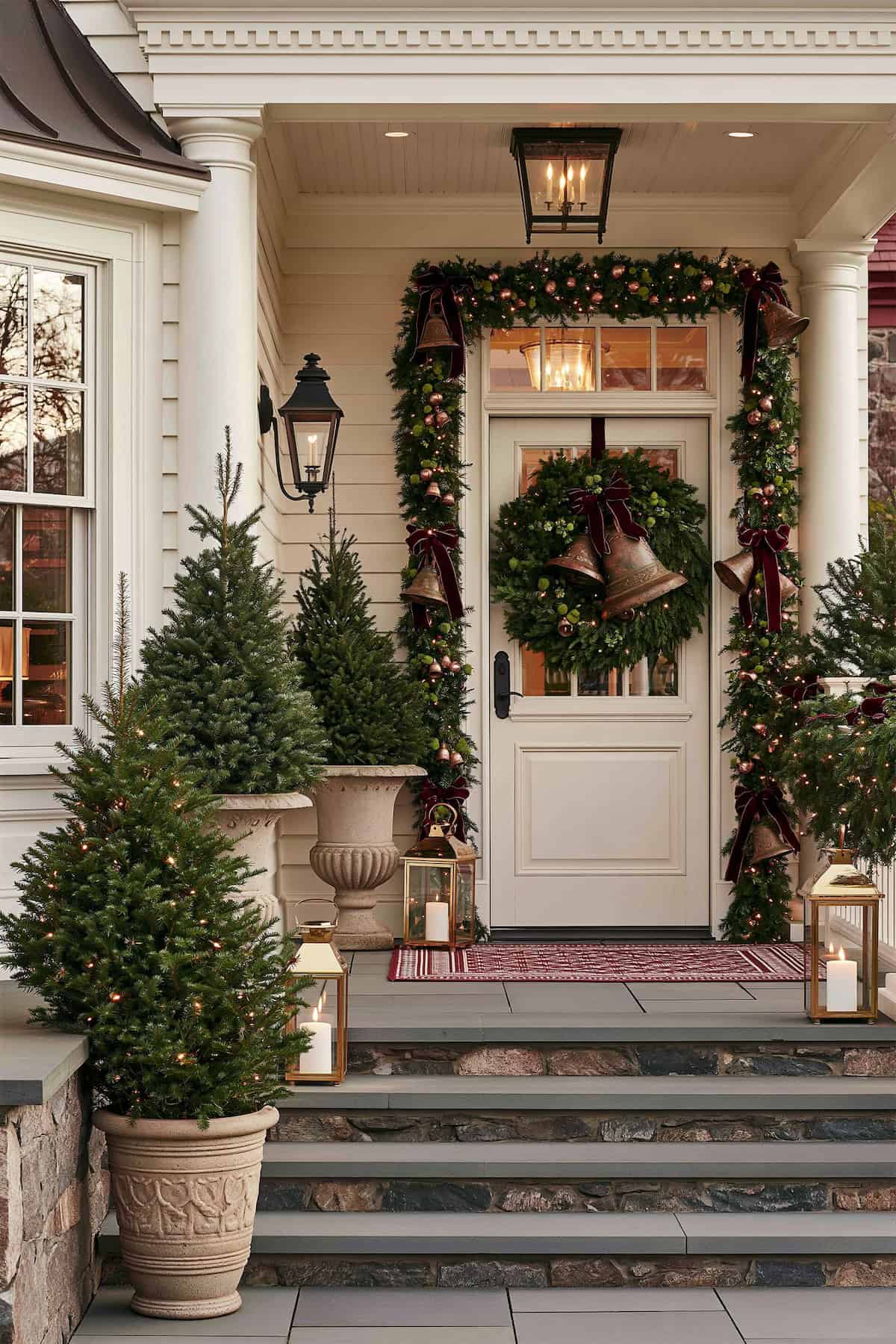 Copper Bells on a Christmas Door Garland