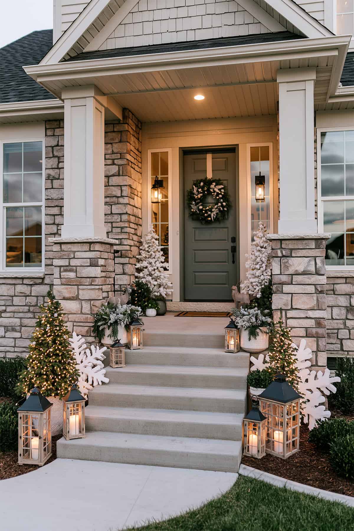 Giant White Snowflakes for a Winter Porch