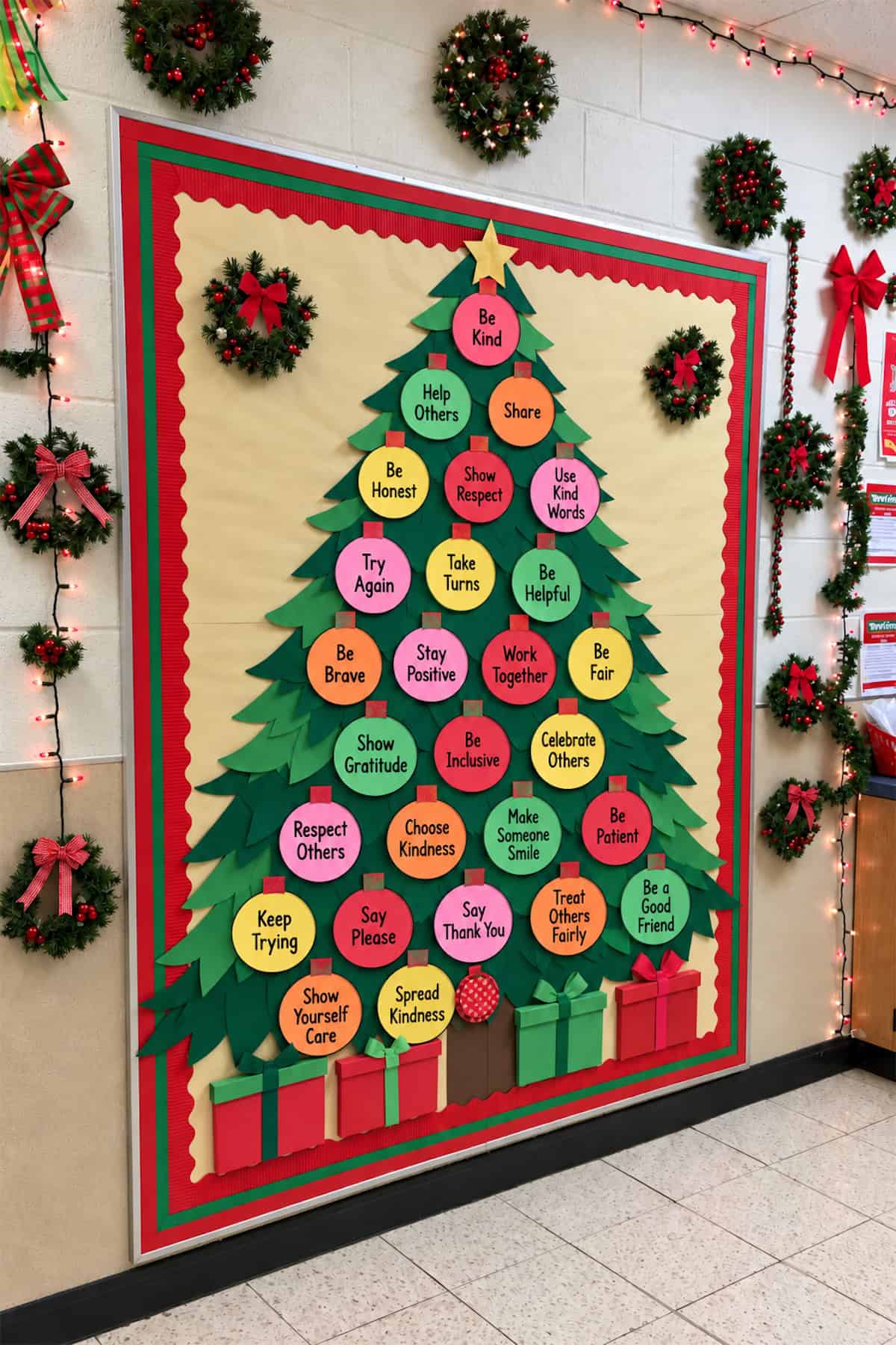 Kindness on a Christmas Tree Board