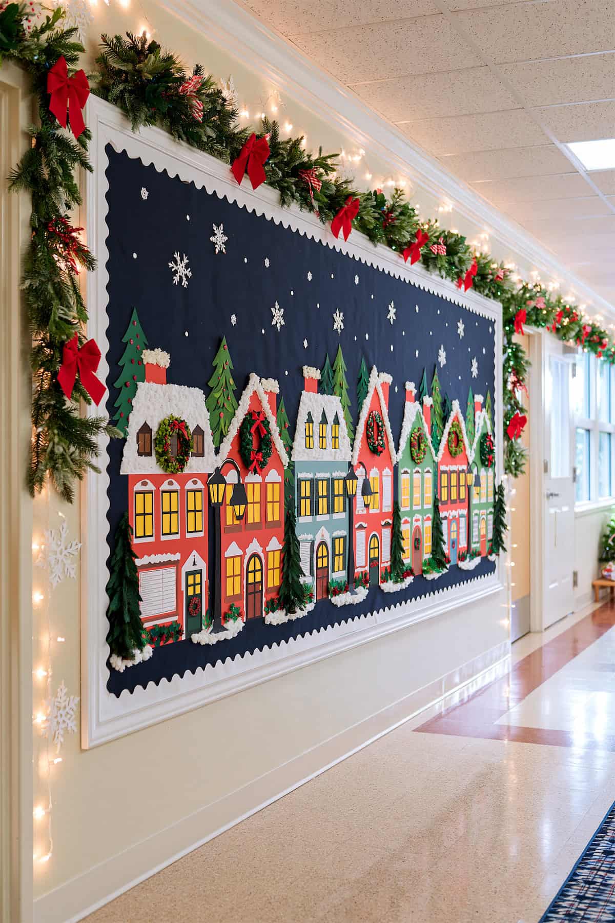 A Snowy Christmas Village Board
