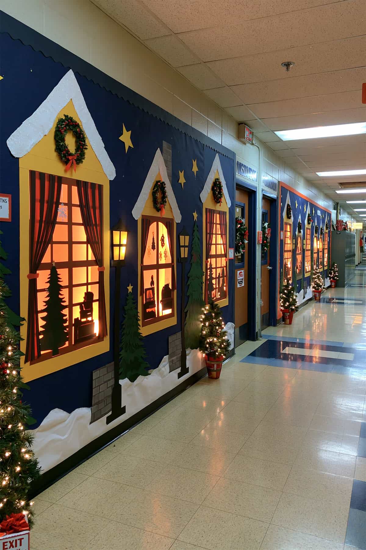 Christmas Village Hallway Windows