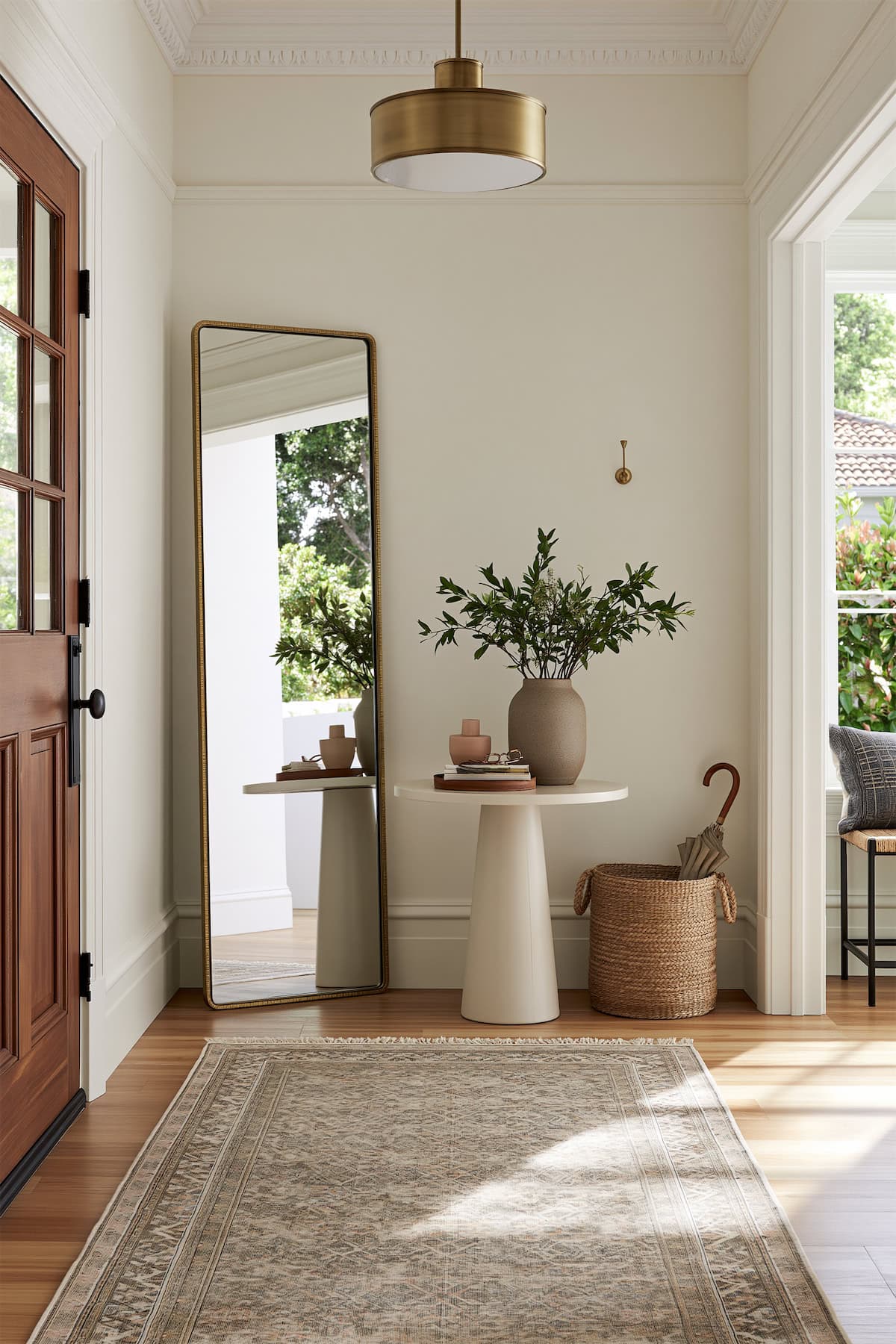 Corner Placement for a Floor-Length Entryway Mirror