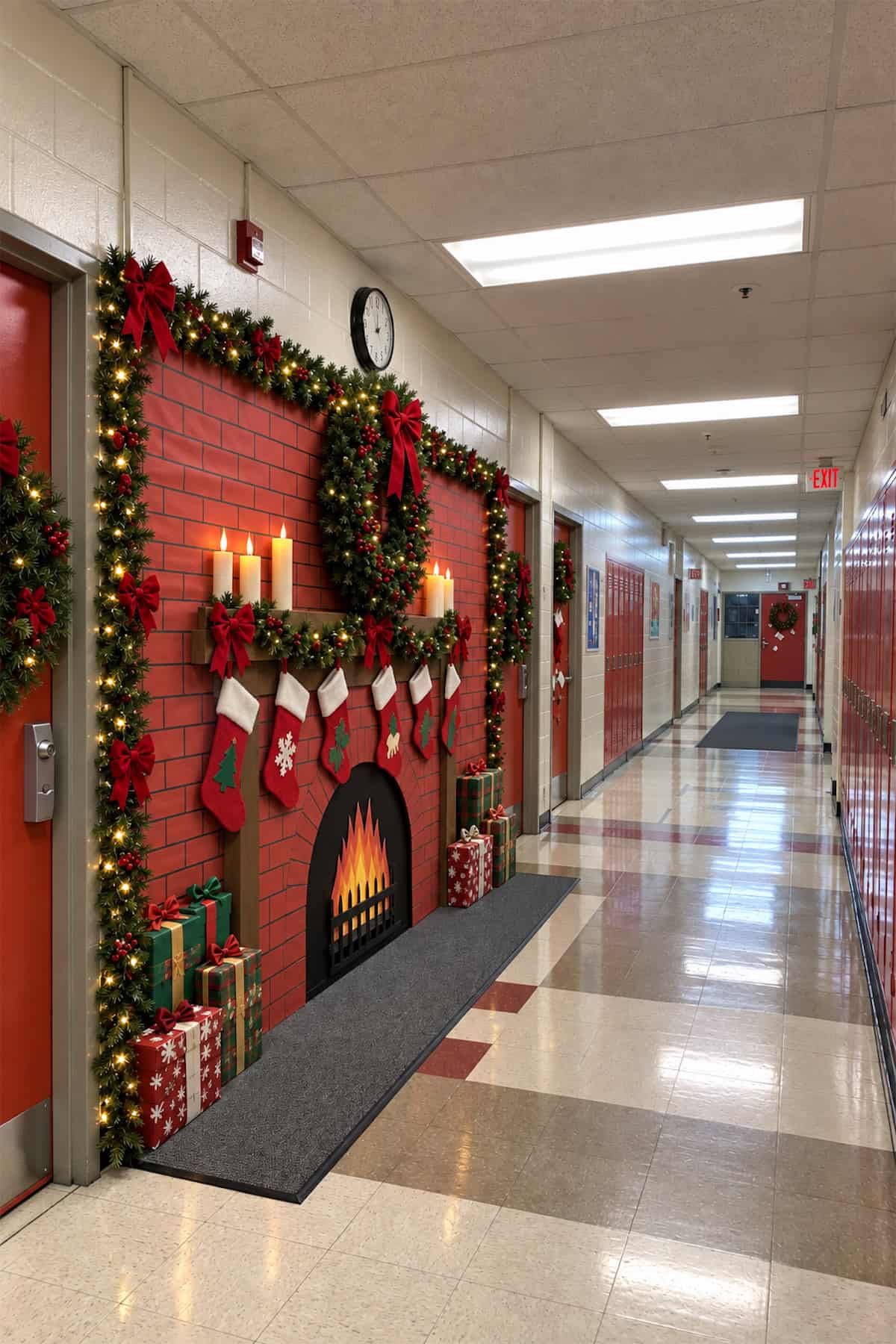 Christmas Fireplace Hallway Board