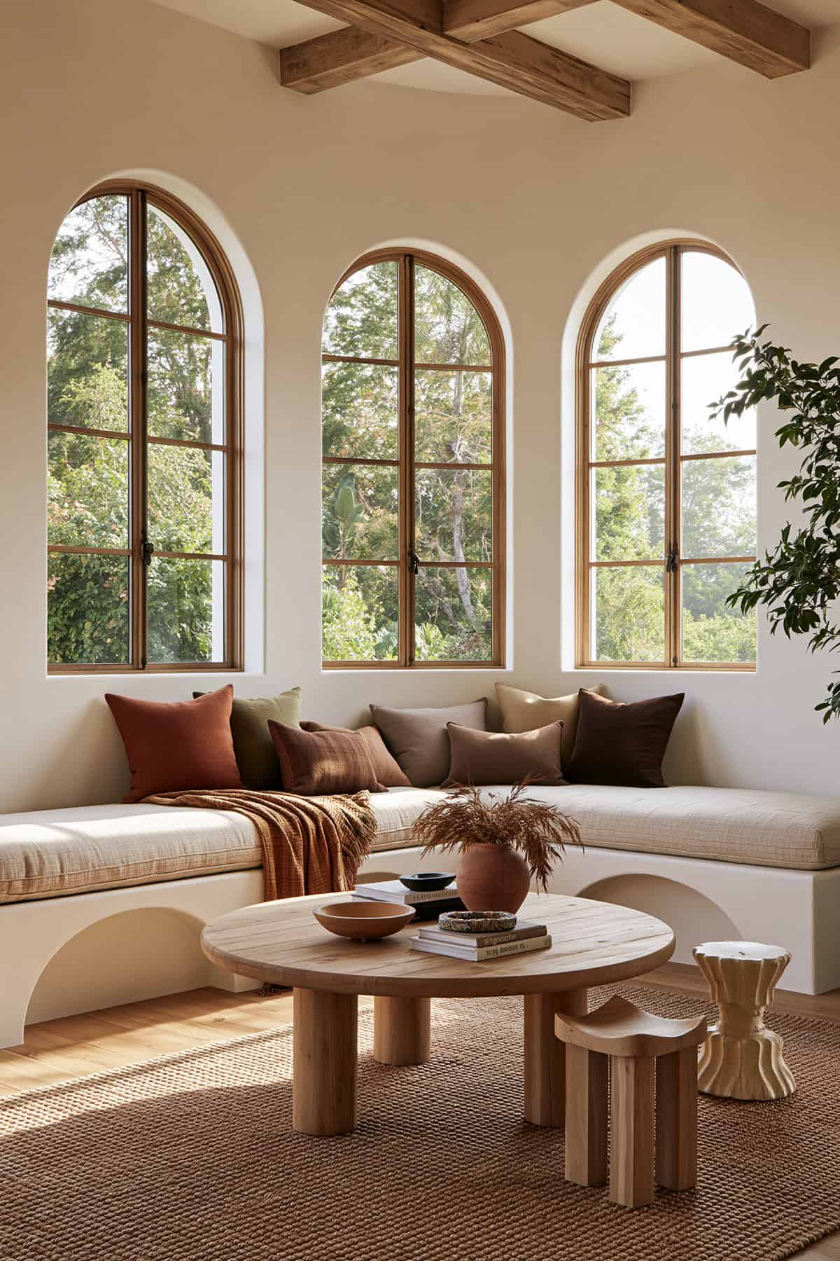 Earthy Living Room With Built In Plaster Seating