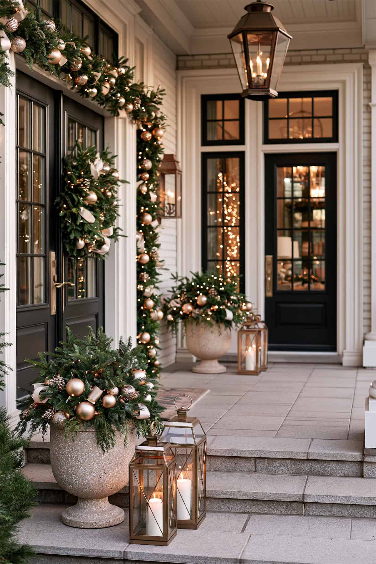 Gold Ornament Urns at the Front Entry