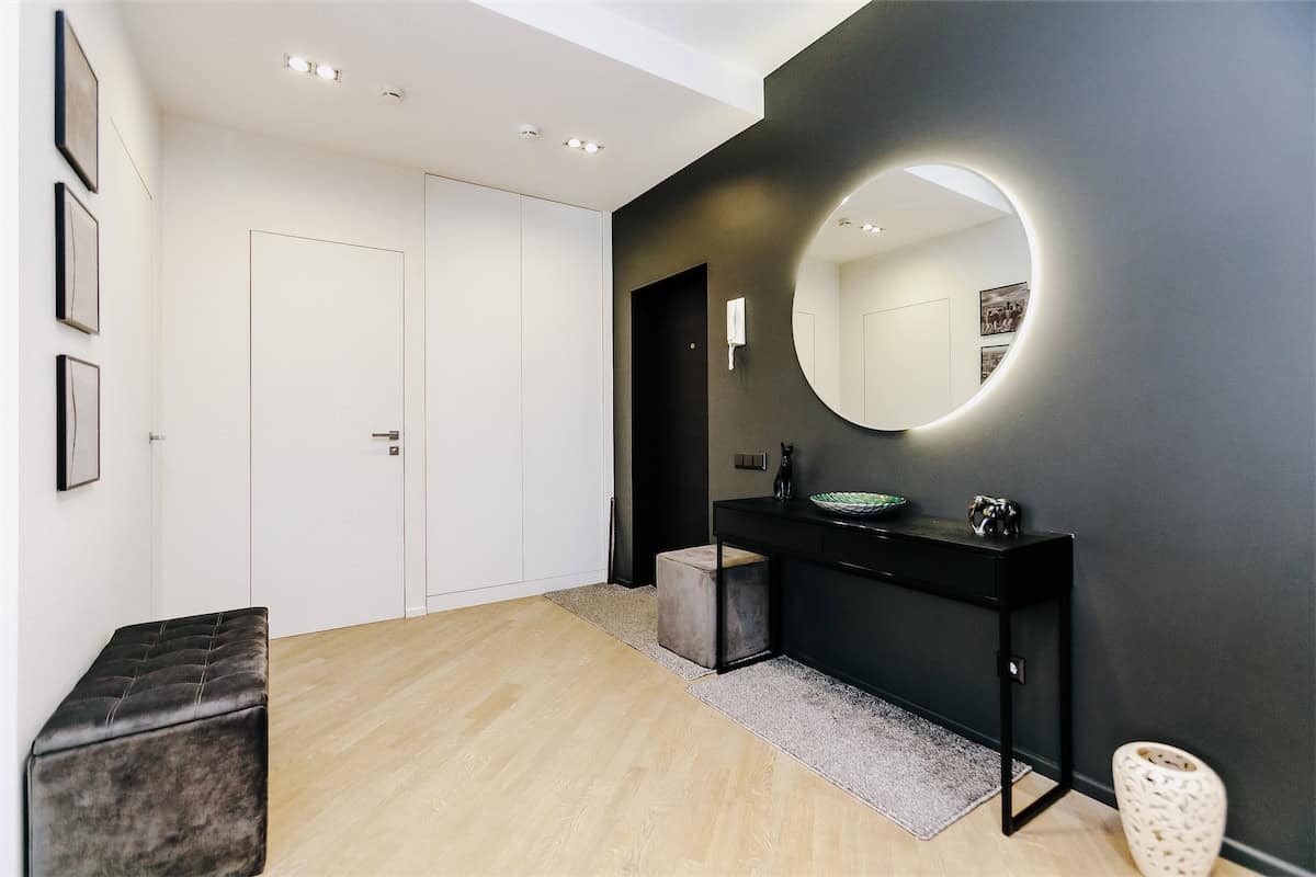 Backlit Round Entryway Mirror