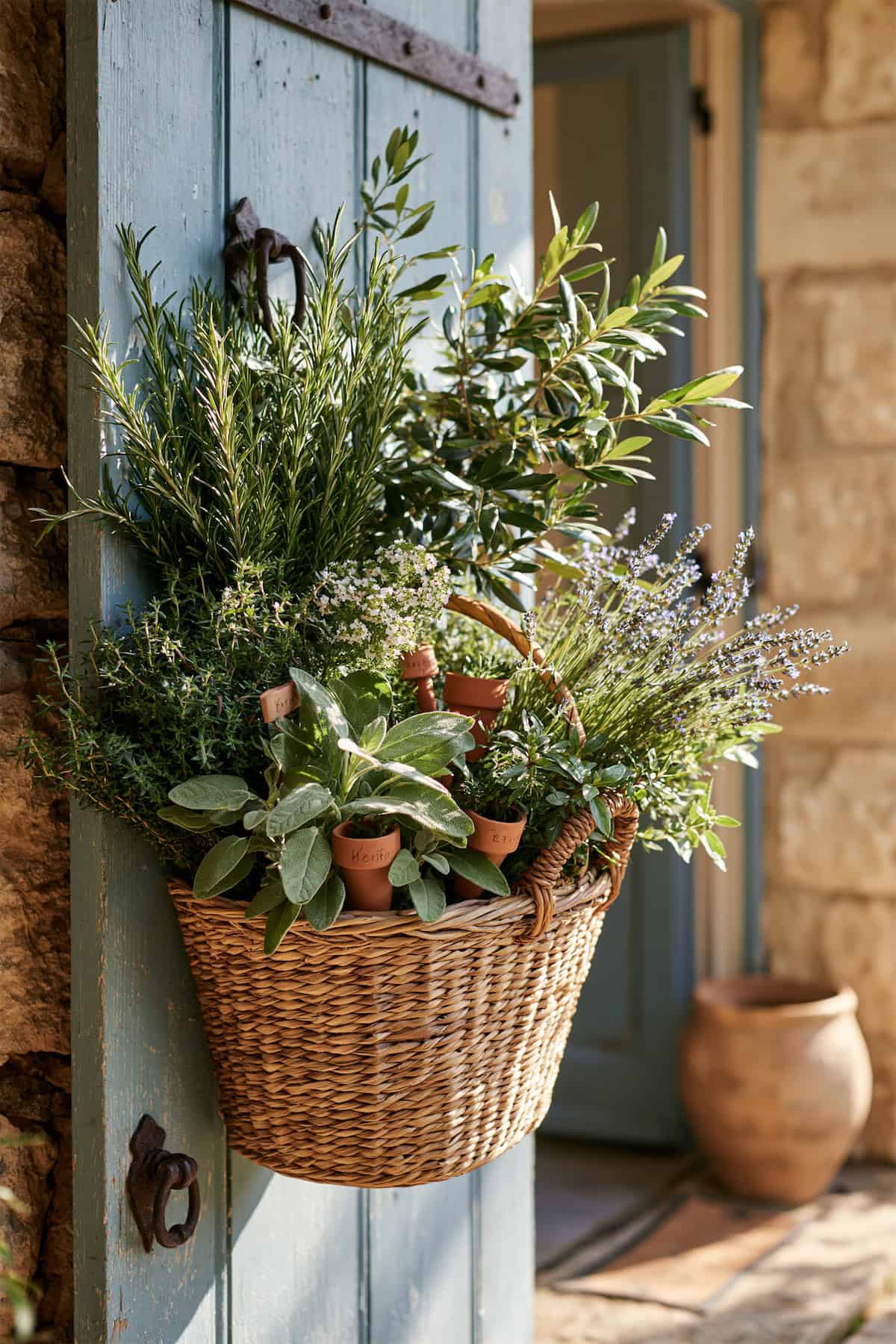 Herbs Fill a French Country Door Basket