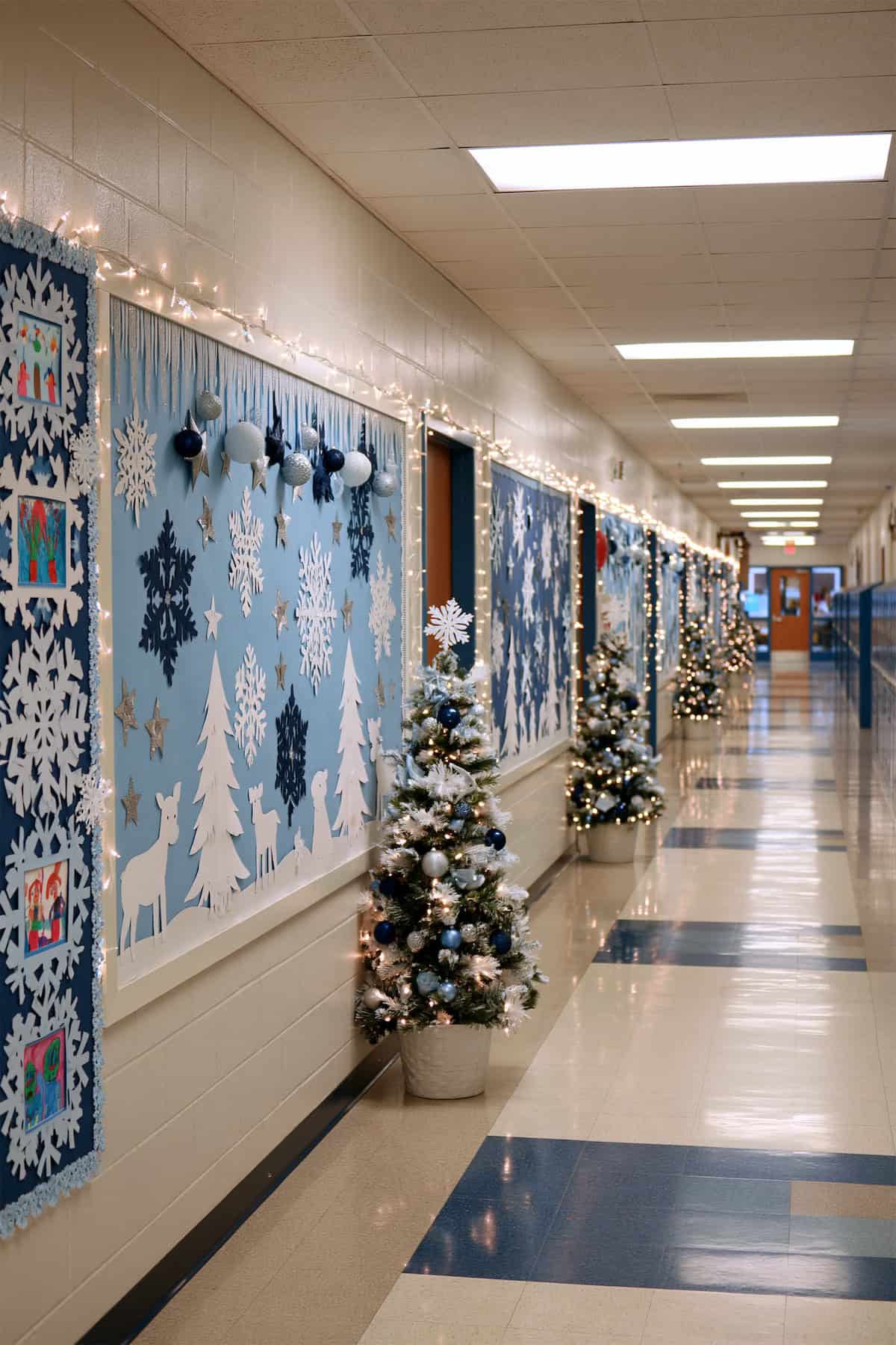 Frosty Blue Christmas Hallway