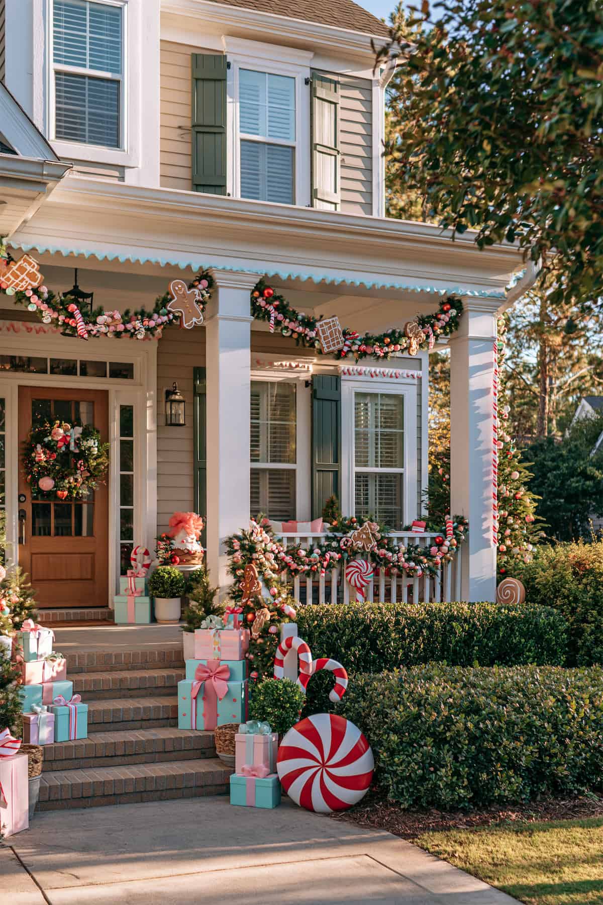 Candy Cane Front Porch, Gingerbread Style