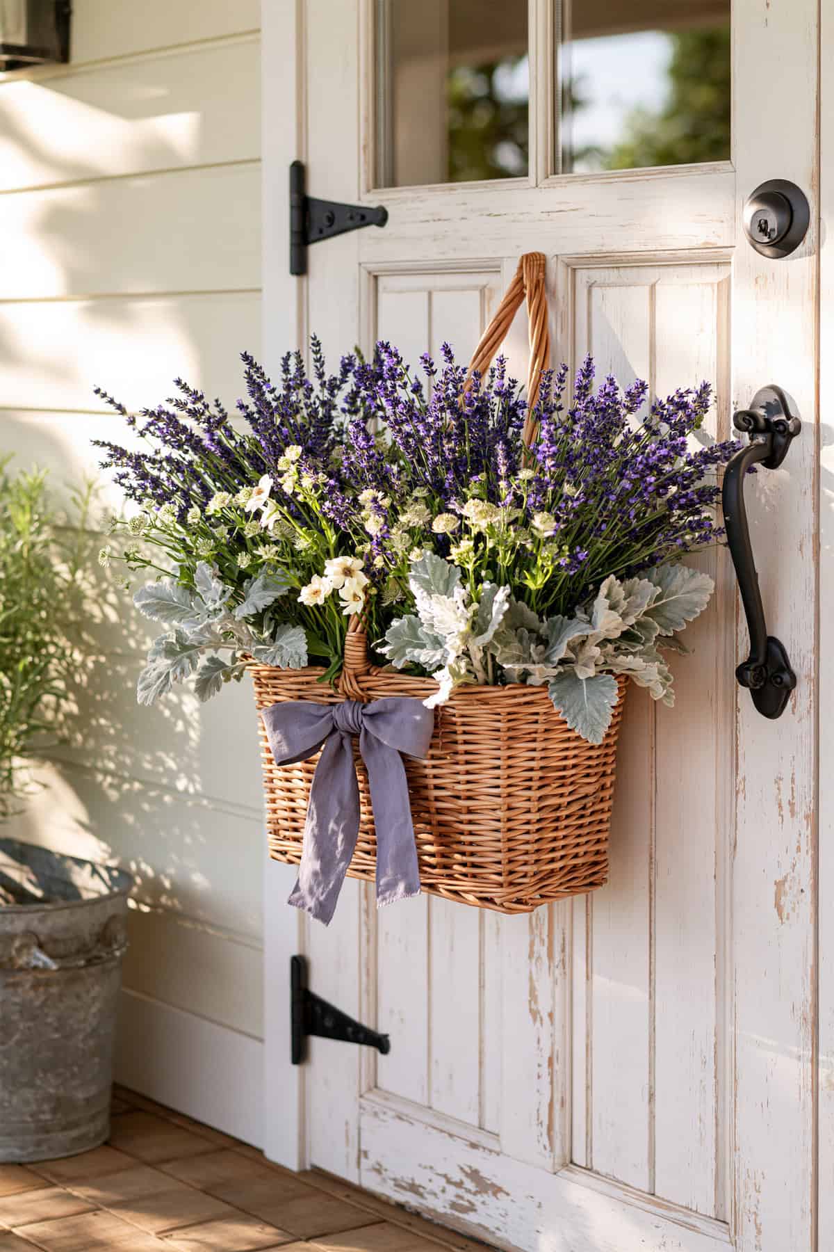 Lavender Door Basket with a Lilac Bow
