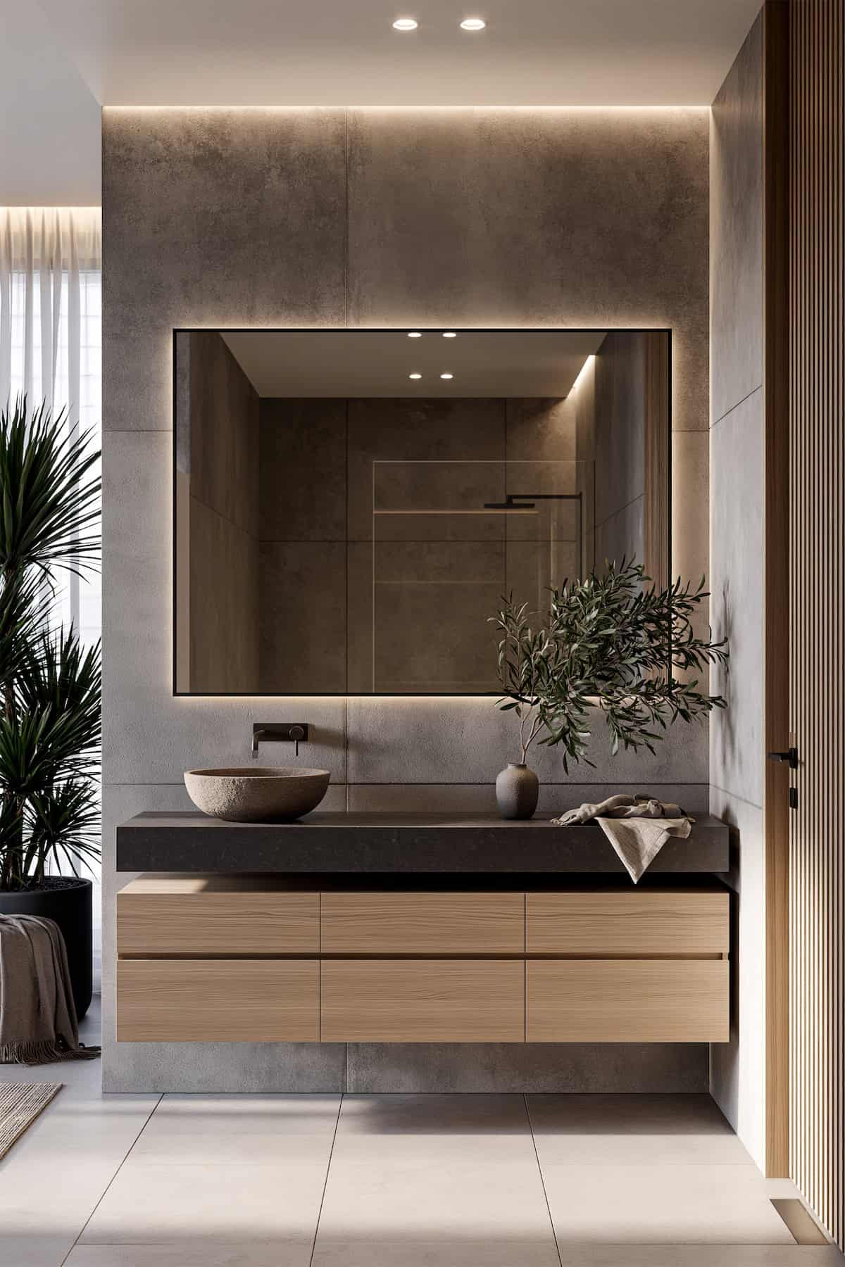 Frameless Entryway Mirror with Concealed LEDs