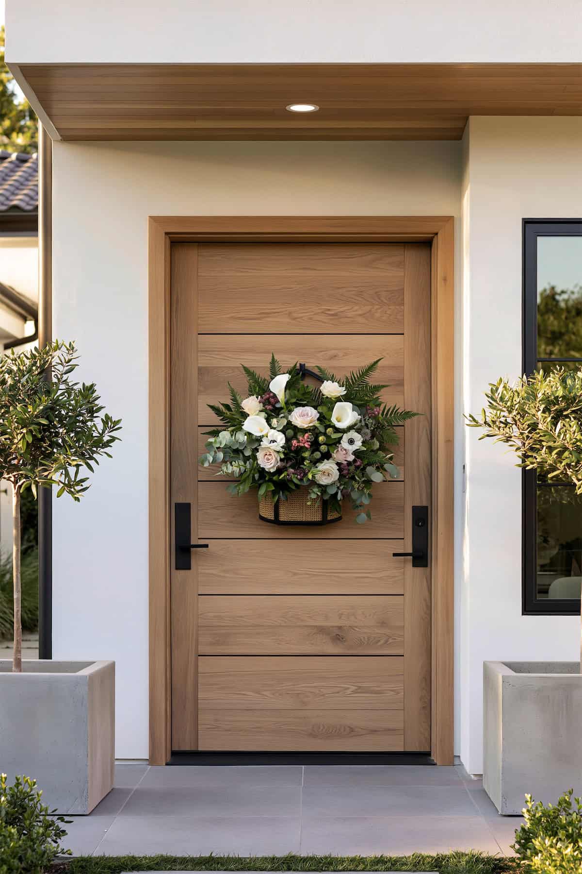 White Florals Meet a Modern Door Basket