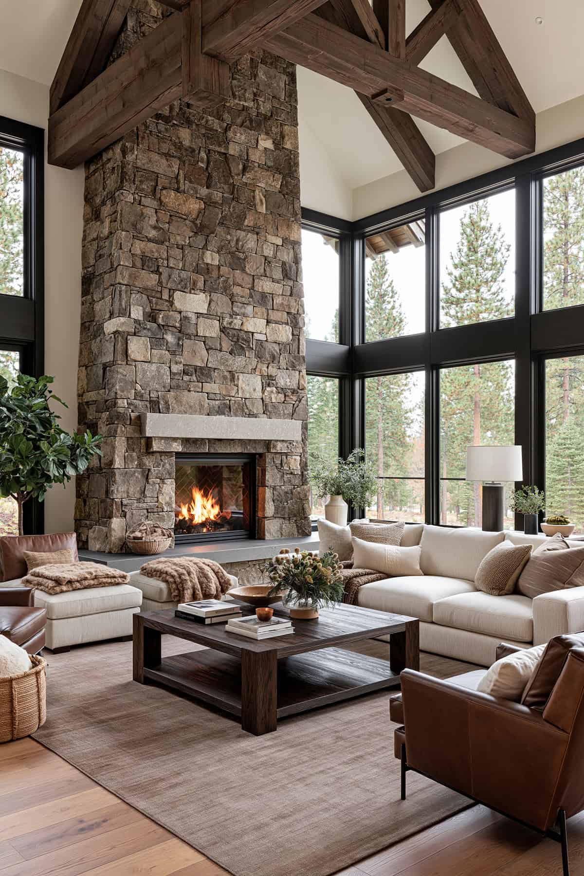Mountain Lodge Living Room With Refined Details