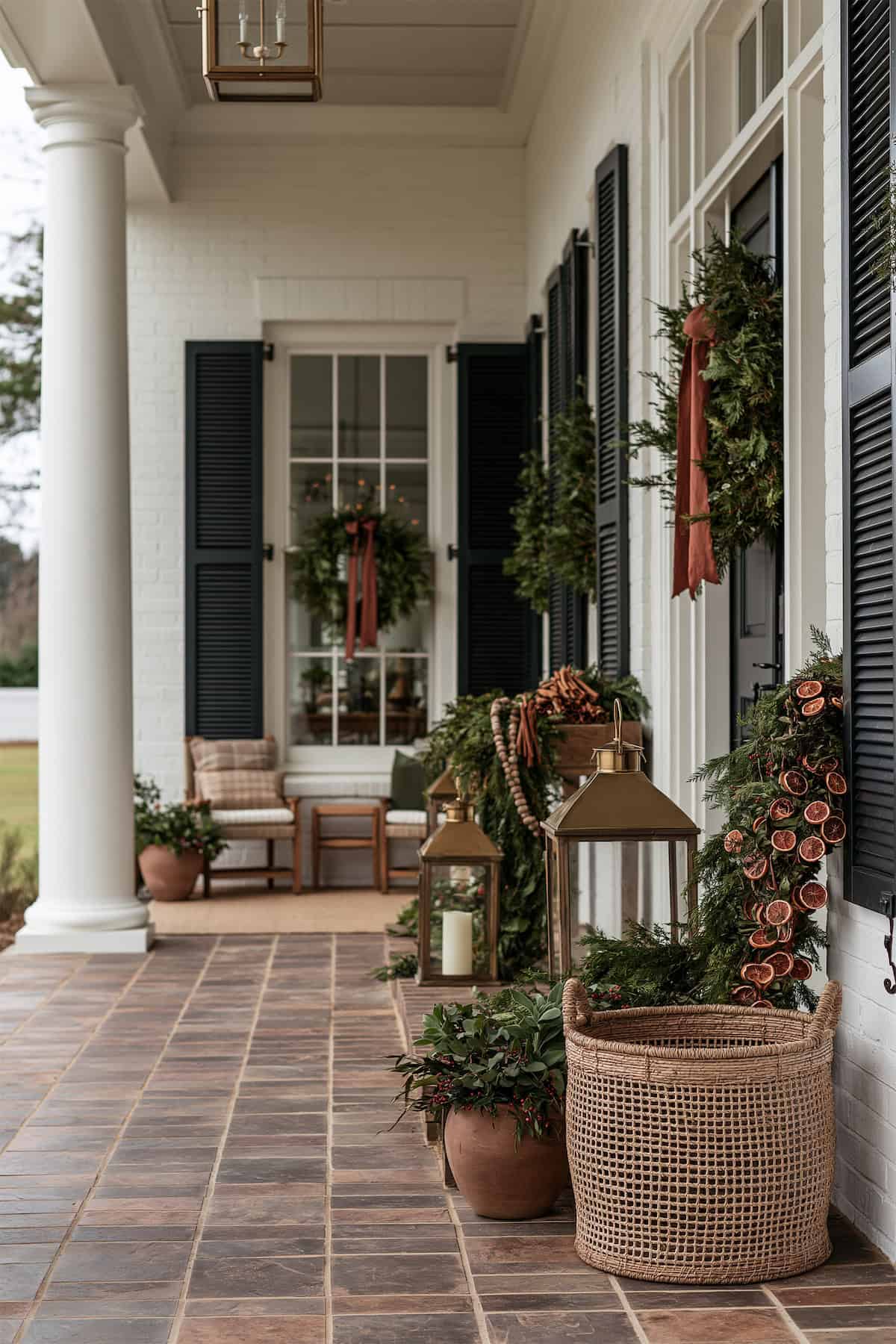 Dried Orange Garland on a Southern Porch