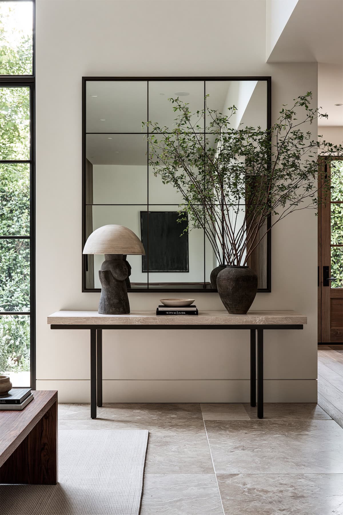 Oversized Grid Entryway Mirror