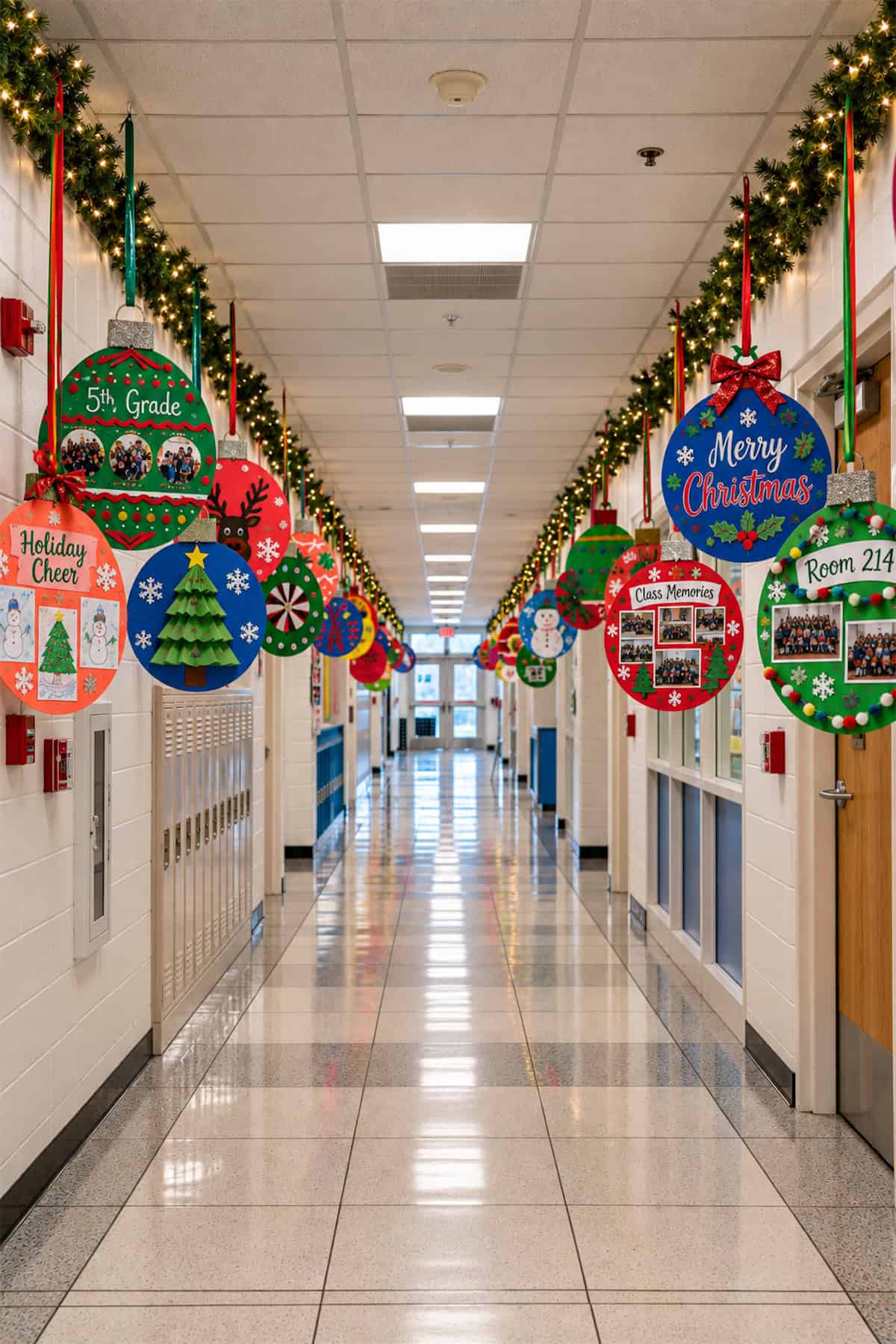 Oversized Christmas Ornaments for the Hallway