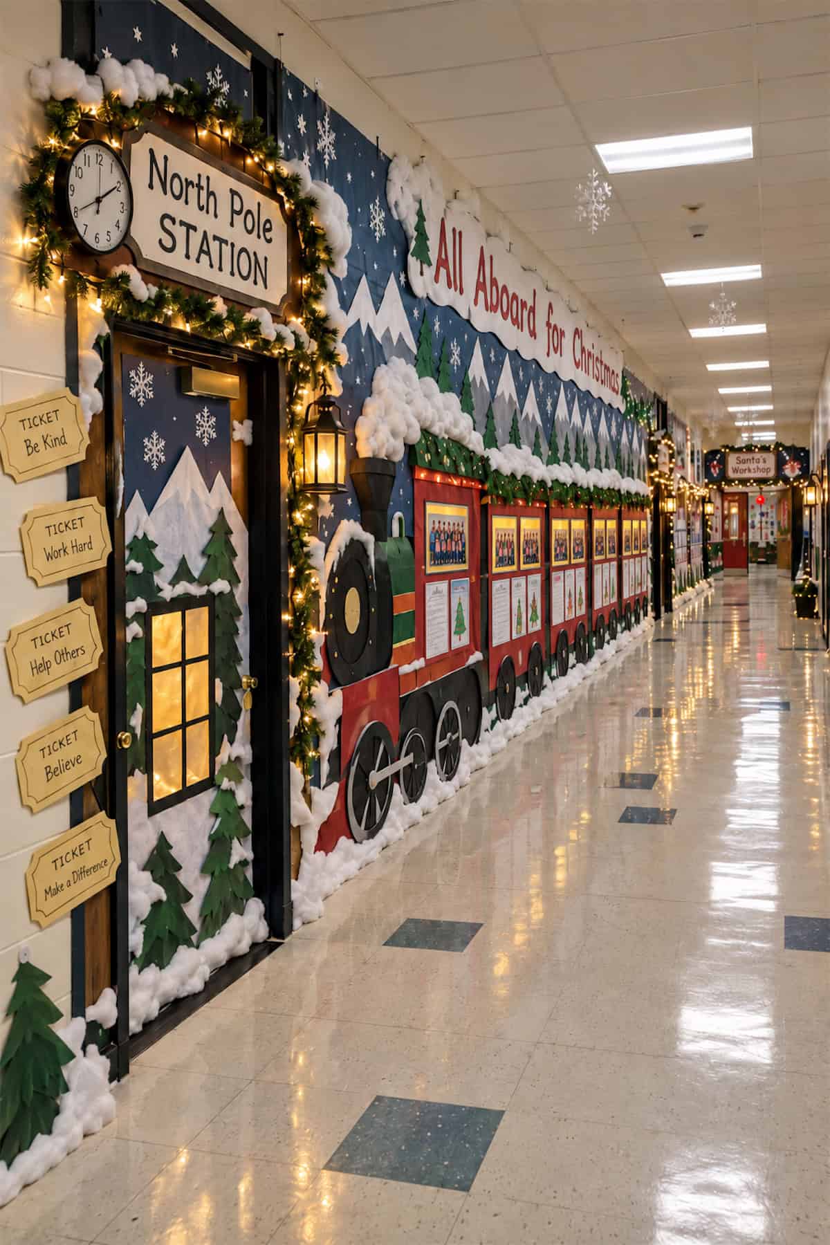 Polar Express Train on the School Wall
