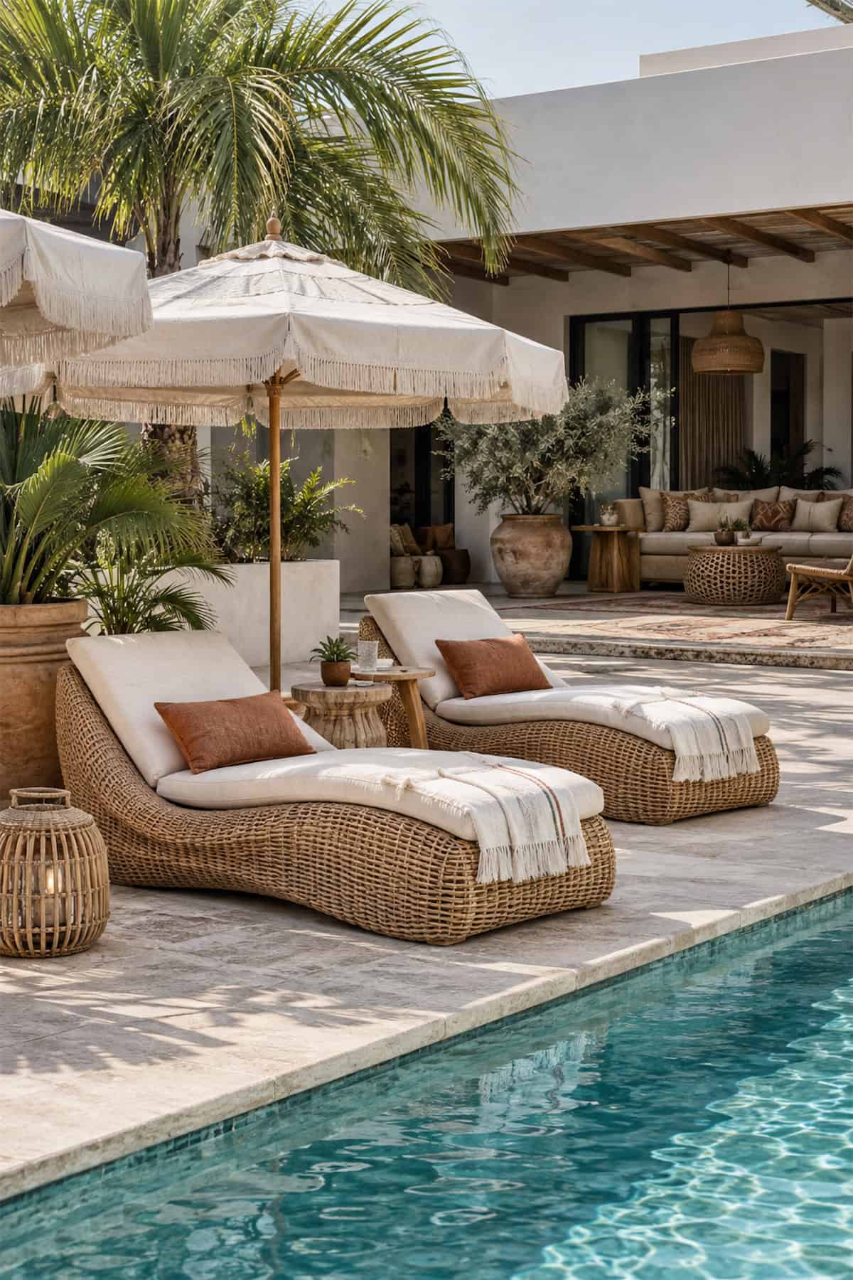 Rattan Loungers at the Pool Edge