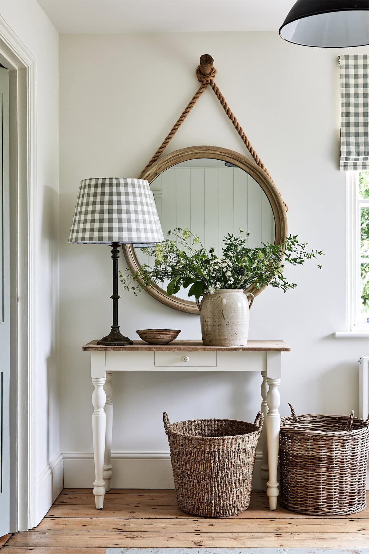 Rope-Slung Cottage Entryway Mirror