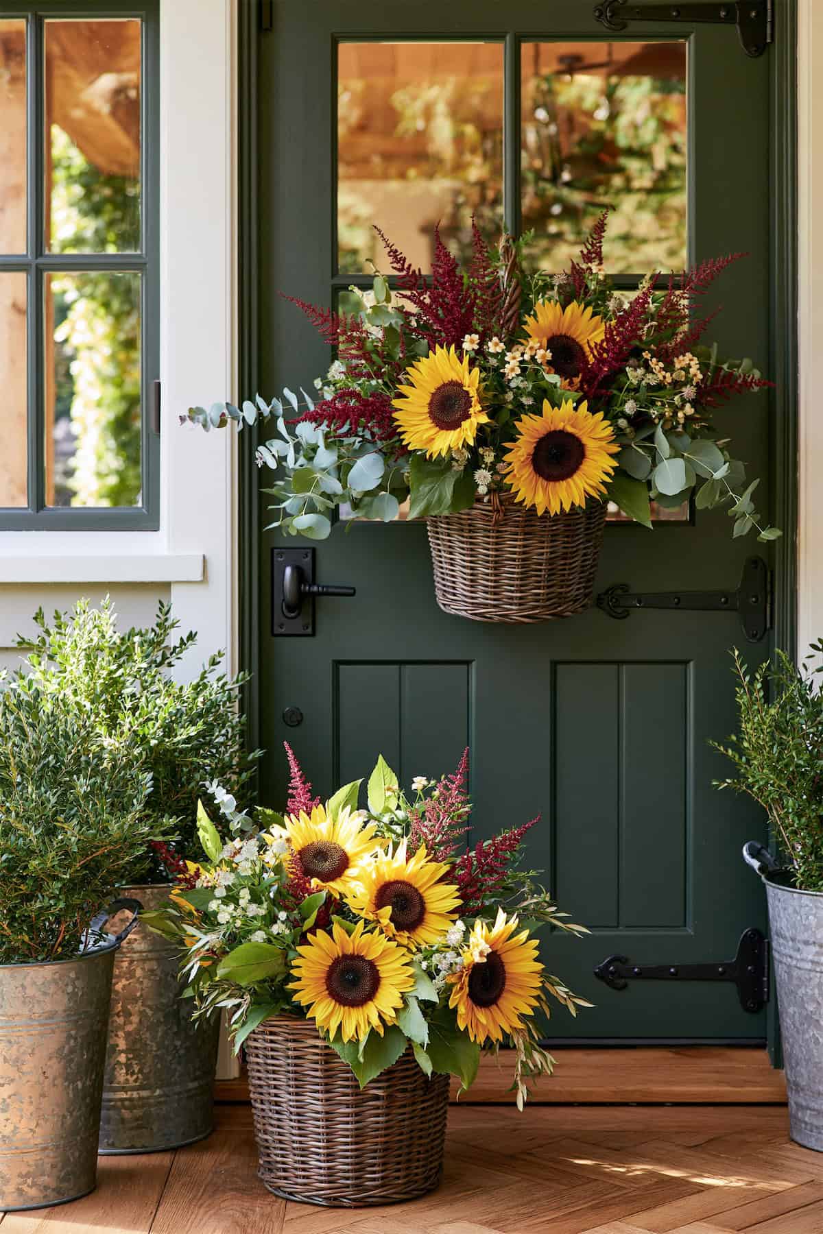 Sunflowers Take Over the Door Basket