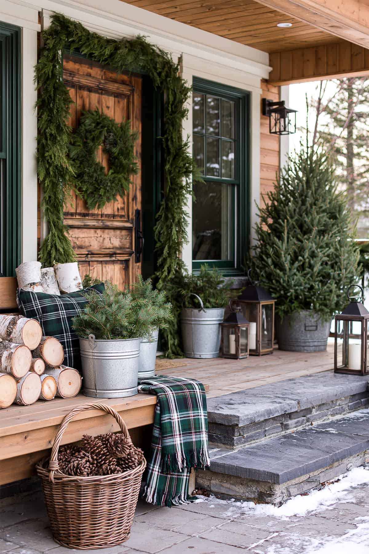 Woodland Porch With Birch and Buckets