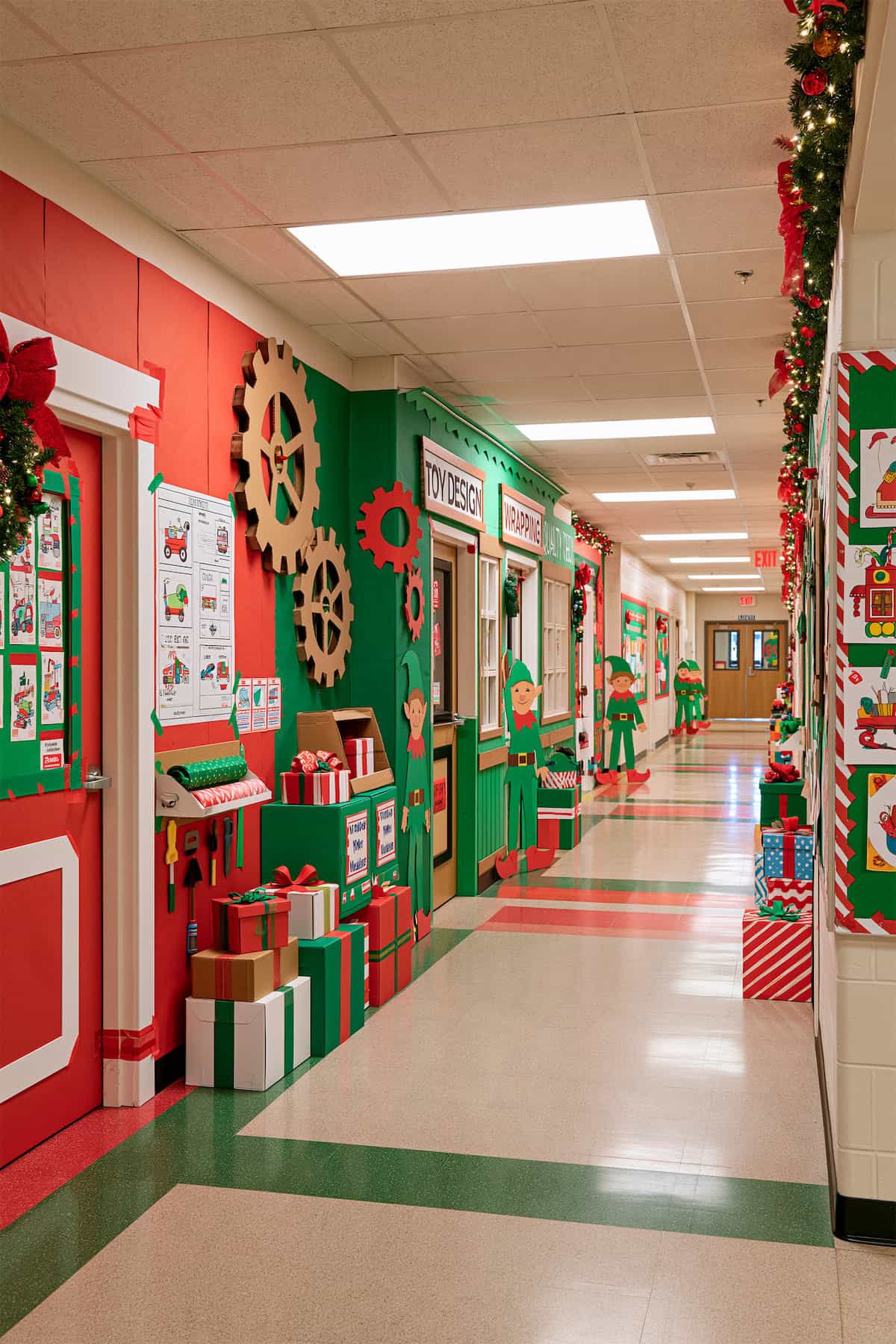 A Christmas Toy Factory Hallway