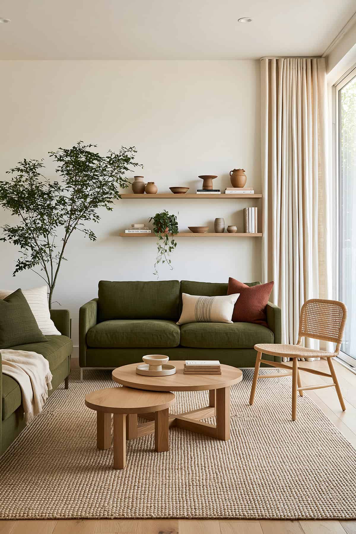 Small Earthy Apartment Living Room