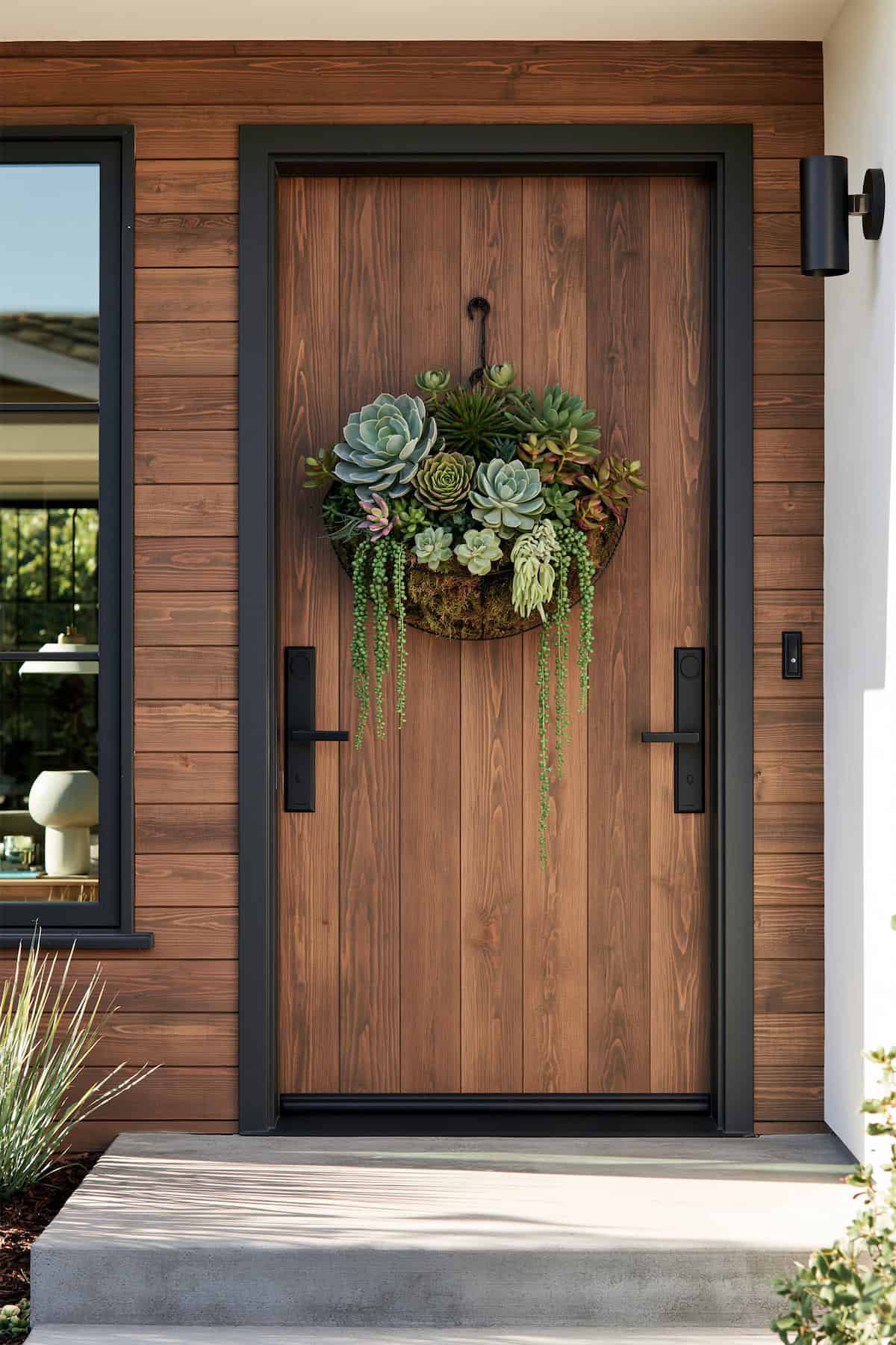 Succulents Spill from the Door Basket