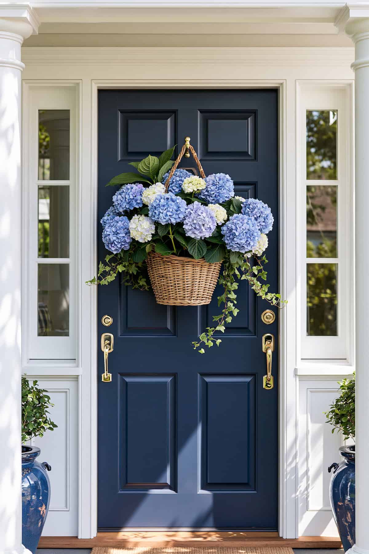 Blue Hydrangea Door Basket