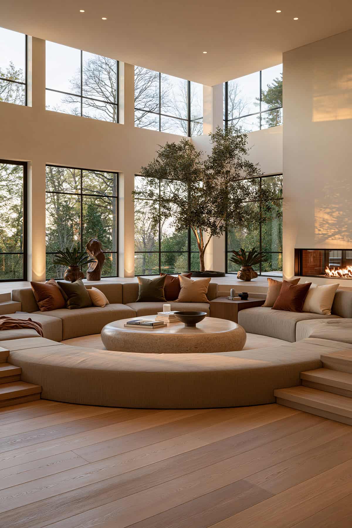 Sunken Conversation Area in Earth Tones