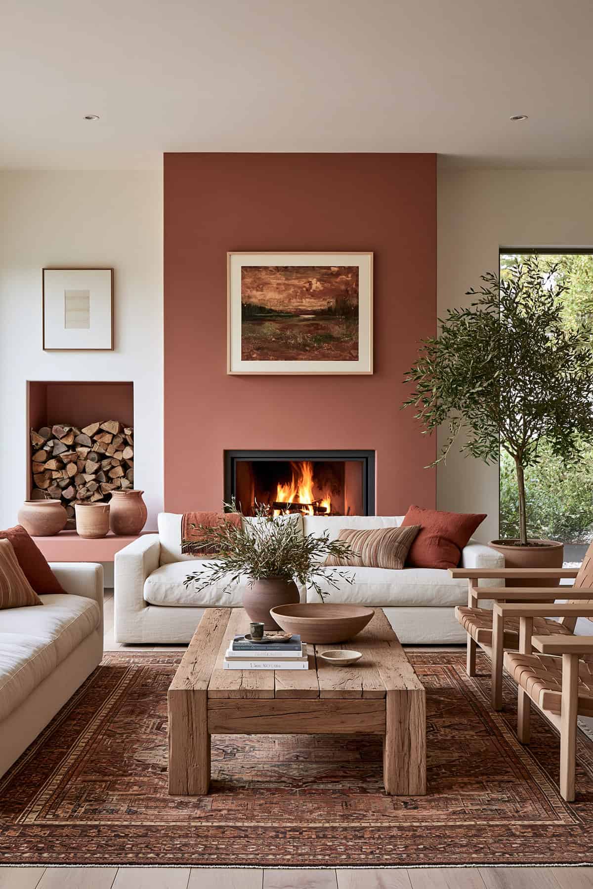 Terracotta Fireplace as the Focal Point