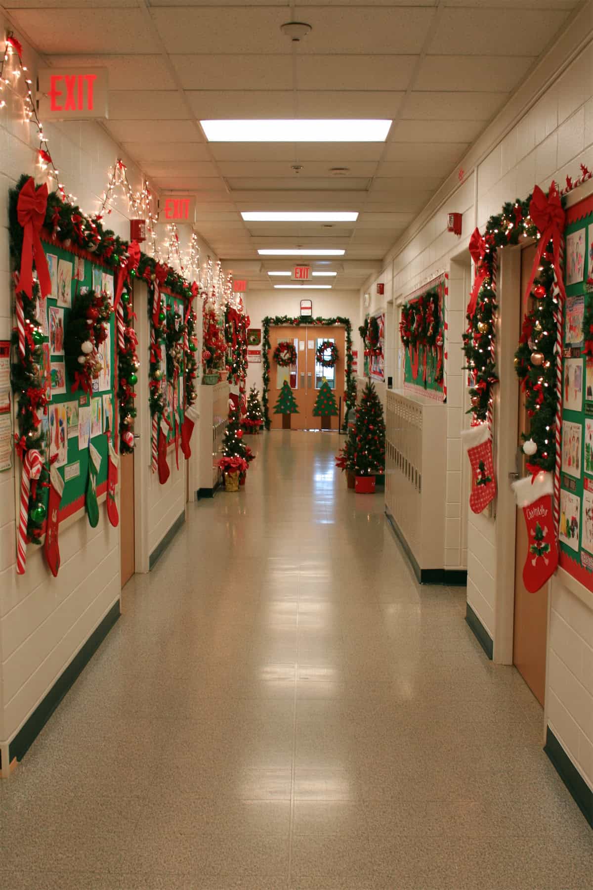 Red-and-Green Christmas Hallway