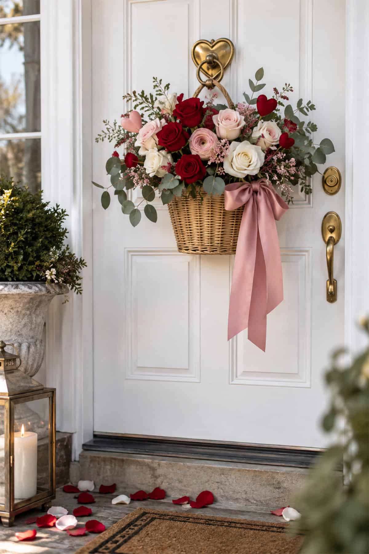 Roses for a Valentine Door Basket
