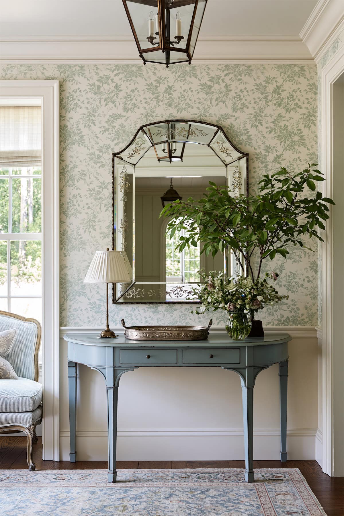 Over the Entry Console: A Venetian Mirror